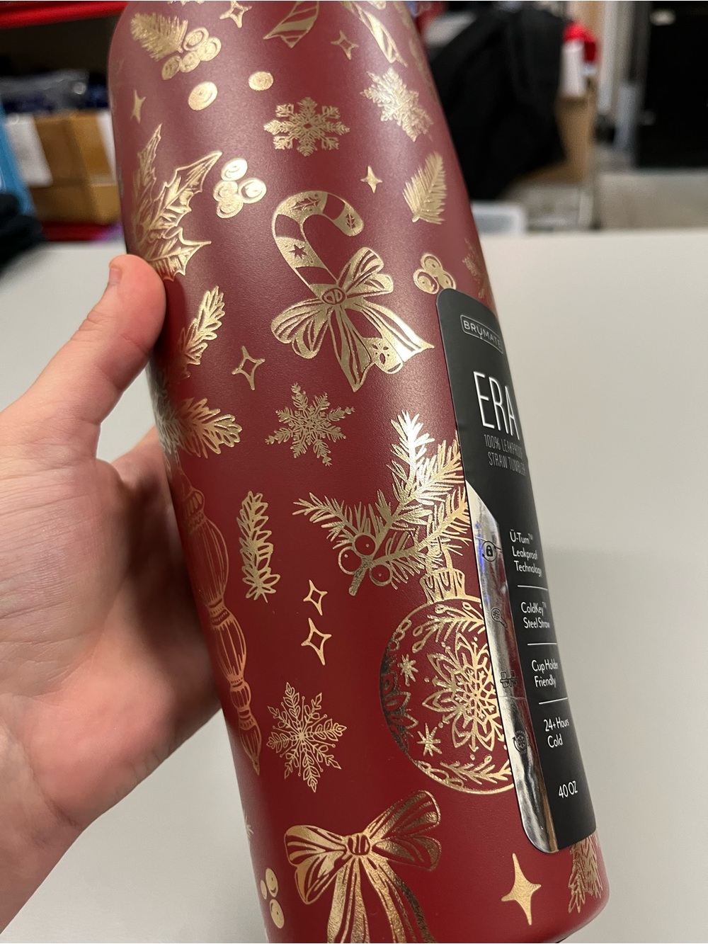 Brumate ERA 40oz Red & Gold Holiday Christmas Cup - Picture 3 of 5